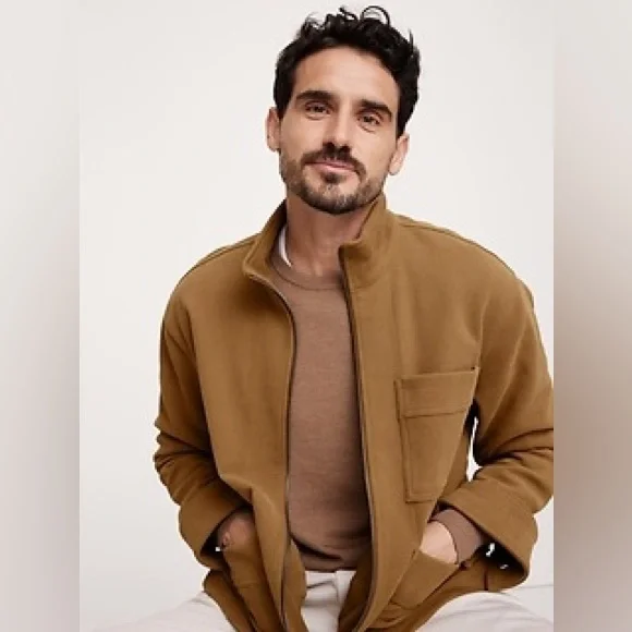 Banana Republic Full Zip Ponte Knit Chore Jacket Size L Hazel Gaze - Picture 2 of 11